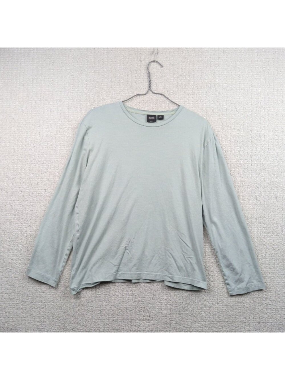 Hugo Boss Long Sleeve Shirt Slim Fit Mint Blue Wom Sz L Lightweight Essential